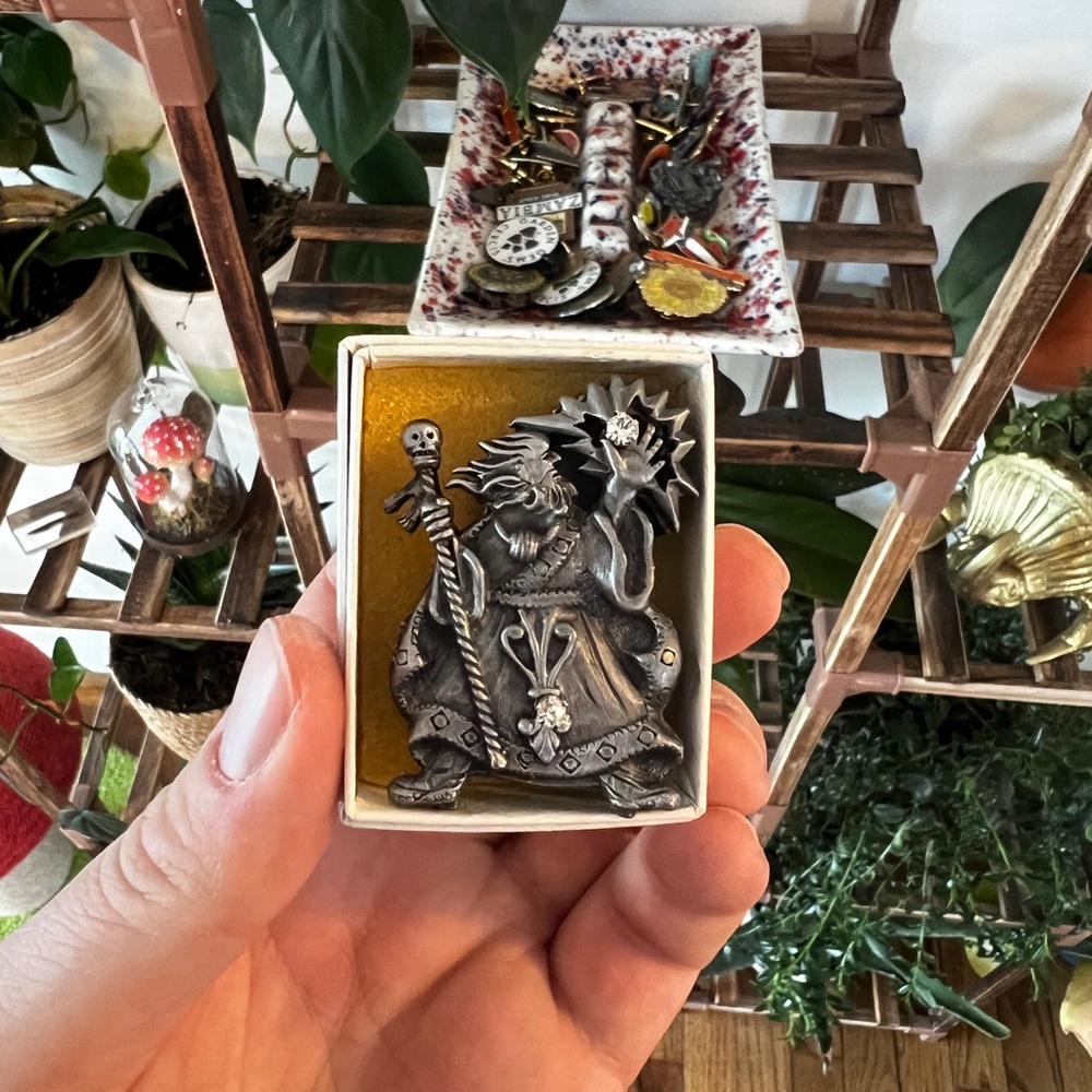 Vintage wizard jewelry set - necklace, earrings, and pin all in one!